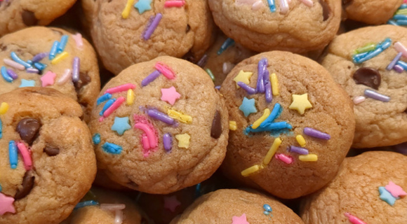 Mini chocolate chip cookies with sprinkles