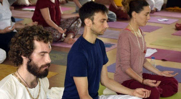 People meditating