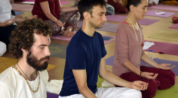 People meditating