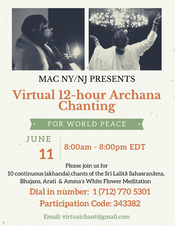 Virtual 12-Hour Archana Chanting for World Peace