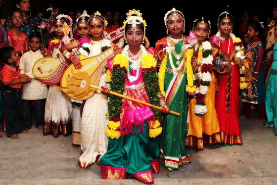 Little girls dressed as Devi