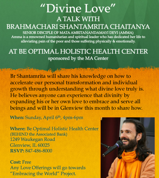 "Divine Love" Talk by Br. Shantamrita Chaitanya at Be Optimal Health Center