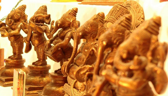 Series of brass Ganesh murtis