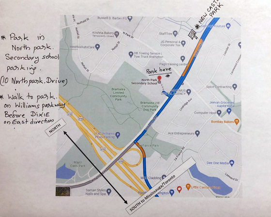 Map to Newcastle Park, Brampton