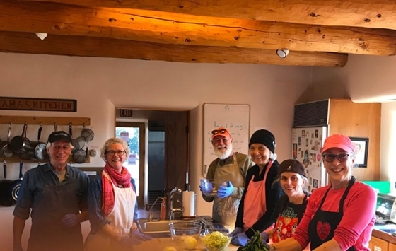 Burrito Project volunteers in the Amma Center kitchen