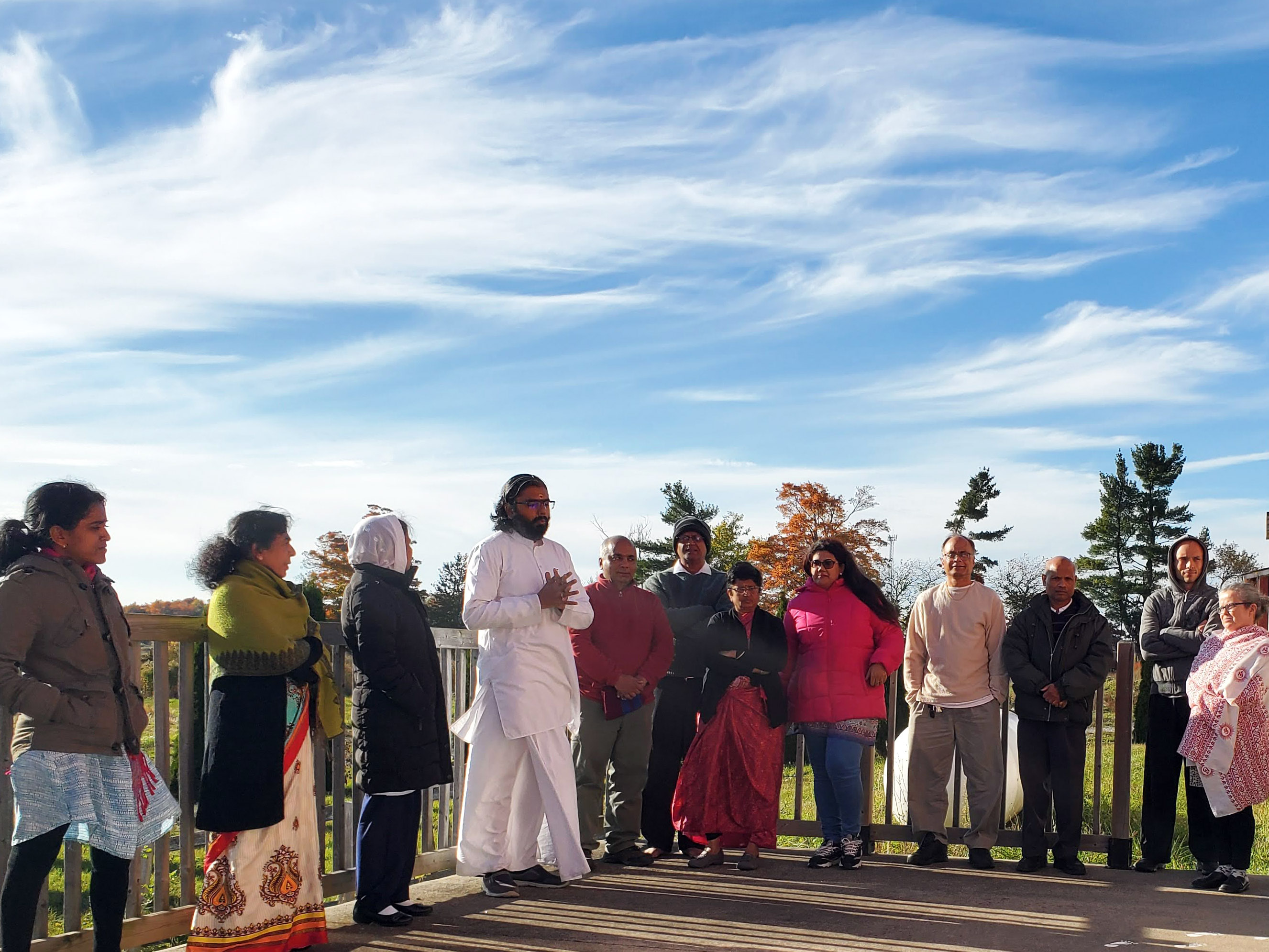 Br. Ramanand speaking to a group outside
