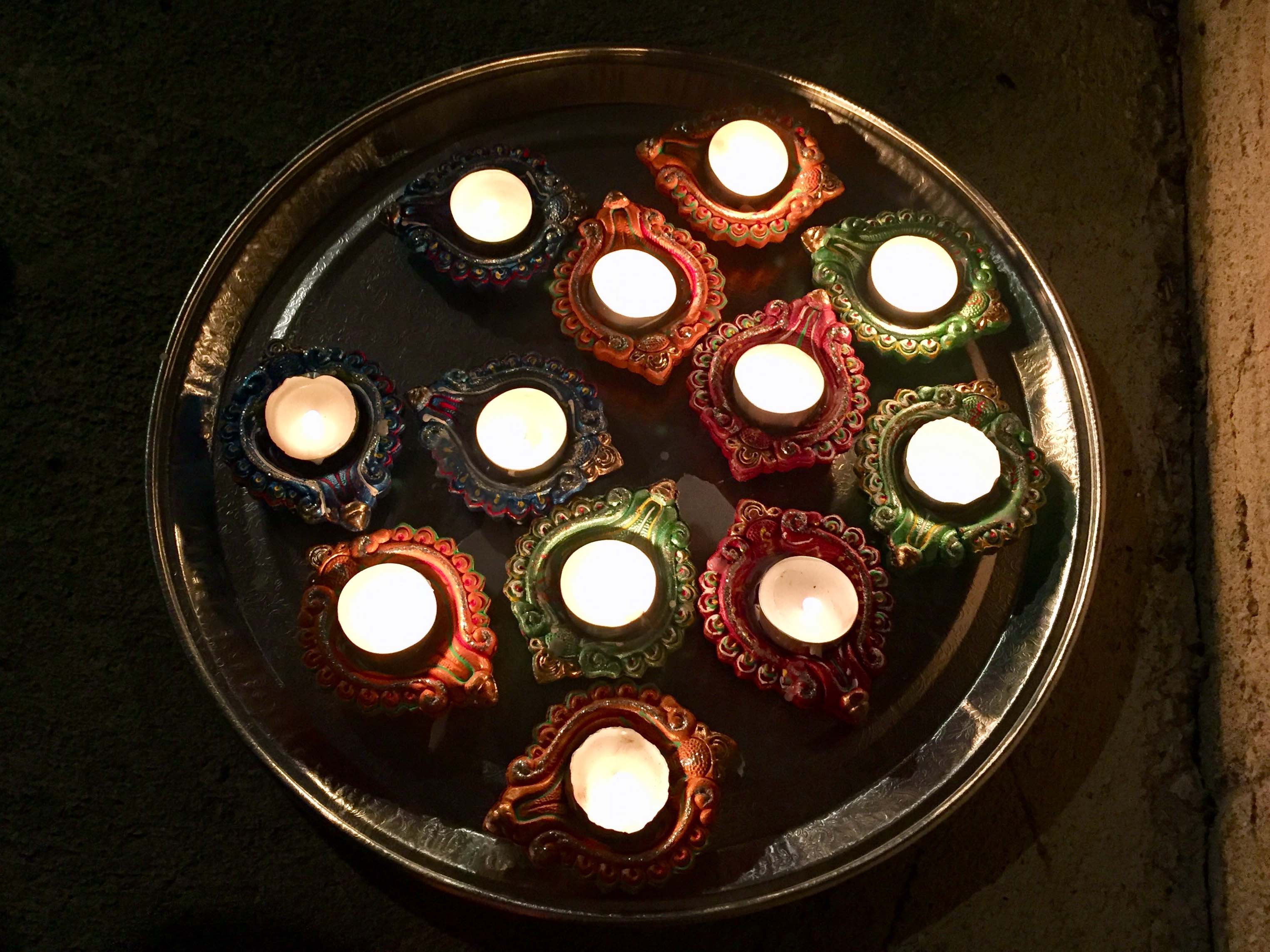 Diwali lights on tray