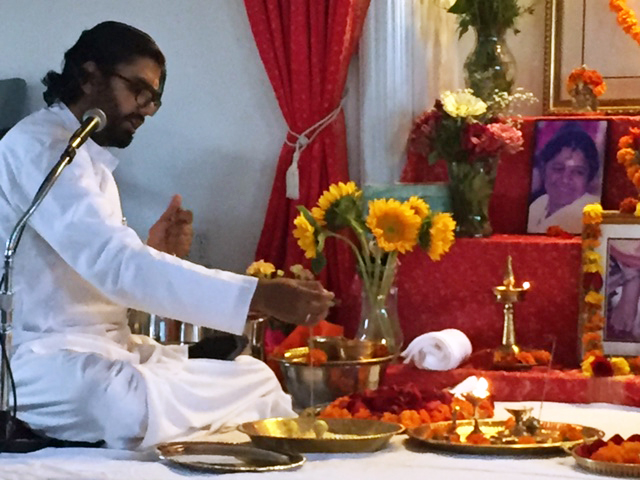Br Ramanand performing the Guru Paduka Puja