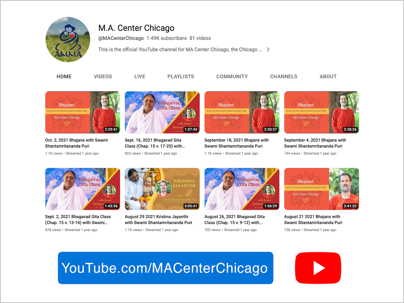 MA Center Chicago main page screen
